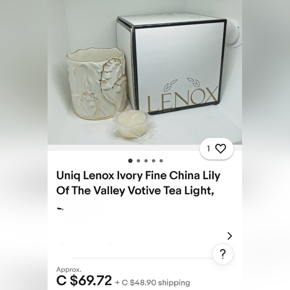 Lennox fine china ivory colour votive tea light with gold accents. New. - Picture 3 of 9